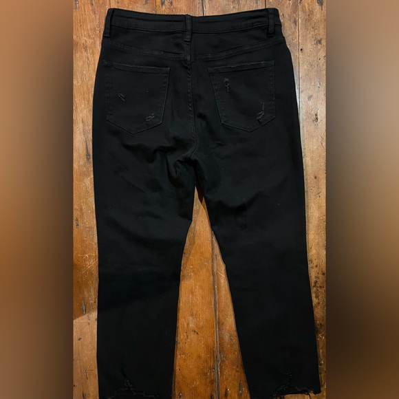 Flying Monkey, Black, Denim, Stretchy, Distressed Jeans, Frayed Cropped Size 30 - Picture 7 of 9
